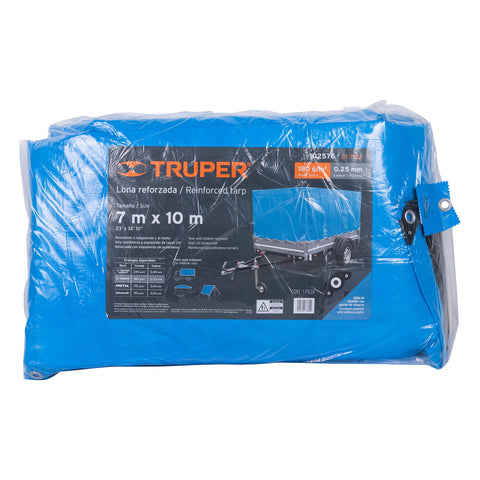 Lona de polietileno reforzada 7x10 m, azul, 180g/m2, TRUPER | LT-710Z | 102576