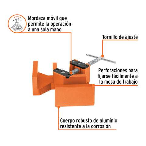 Prensa esquinera profesional, 2-1/2' de aluminio, Truper | PESQ-25 | 102597