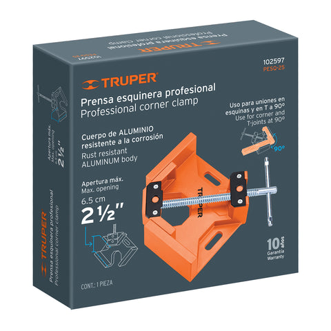 Prensa esquinera profesional, 2-1/2' de aluminio, Truper | PESQ-25 | 102597
