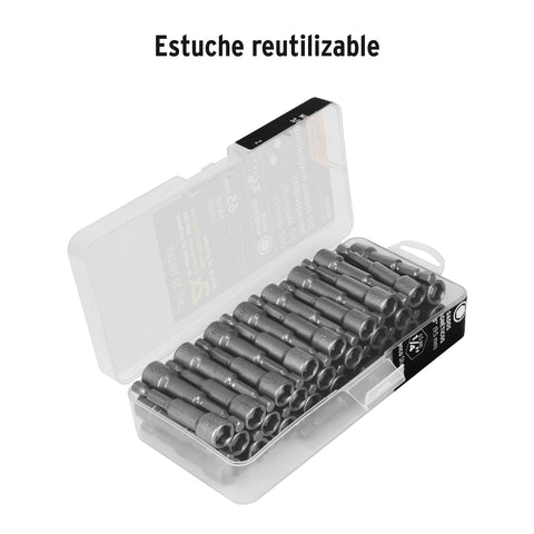 Estuche con 50 dados magnéticos de 3/8' largo 2-1/2', Expert | PUDE-9027-50 | 102613
