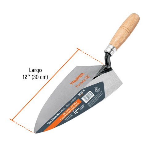 Cuchara para albañil 12' forjada tipo Filadelfia, TRUPER | CT-12 | 102616