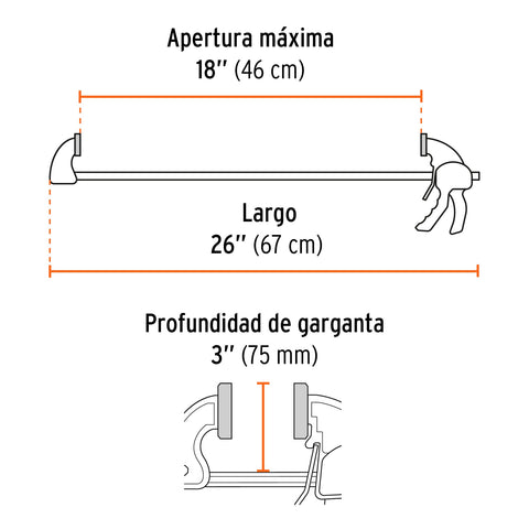 Prensa con ajuste rápido 18', uso rudo, Truper Expert | PAR-218 | 102629