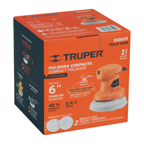 Pulidora compacta a una mano, 6', 45W, TRUPER PRO | PULA-6AM | 102633