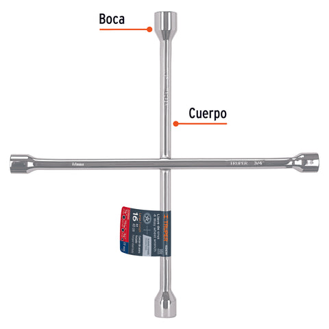 Llave de cruz 16' pulida y cromada, TRUPER | LLCR-16 | 102634