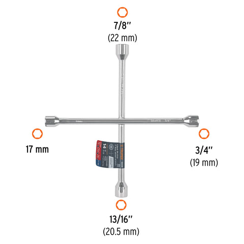 Llave de cruz 14' pulida y cromada, TRUPER | LLCR-14 | 102635