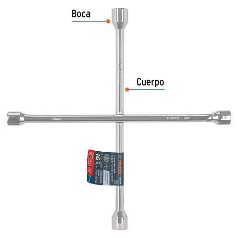 Llave de cruz 14' pulida y cromada, TRUPER | LLCR-14 | 102635