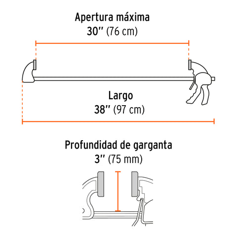 Prensa con ajuste rápido 30', uso rudo, Truper Expert | PAR-230 | 102640