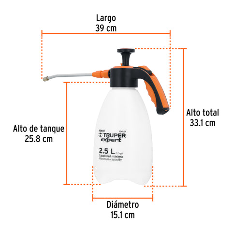 Fumigador doméstico de 2.5 litros, mango ergonómico, Expert | FDO-2X | 102645