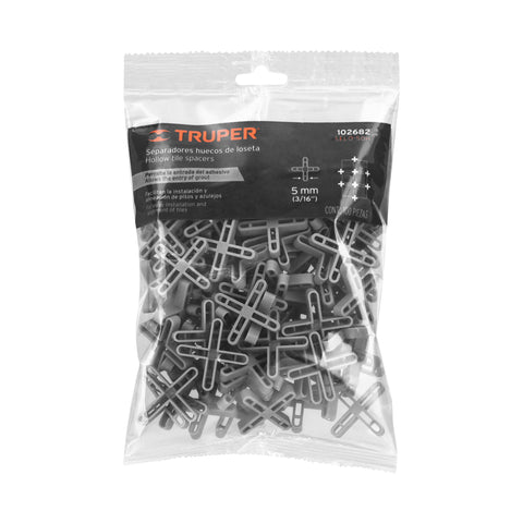 Bolsa con 100 separadores huecos de 5mm para losetas, Truper | SELO-50H | 102682