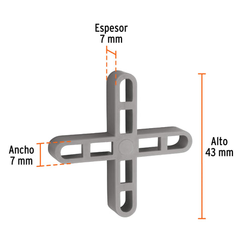 Bolsa con 100 separadores huecos de 7mm para losetas, Truper | SELO-70H | 102683