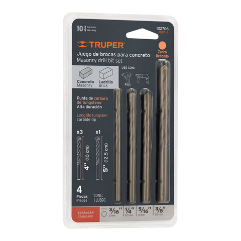 Juego de 4 brocas para concreto, TRUPER | JBCT-4 | 102706