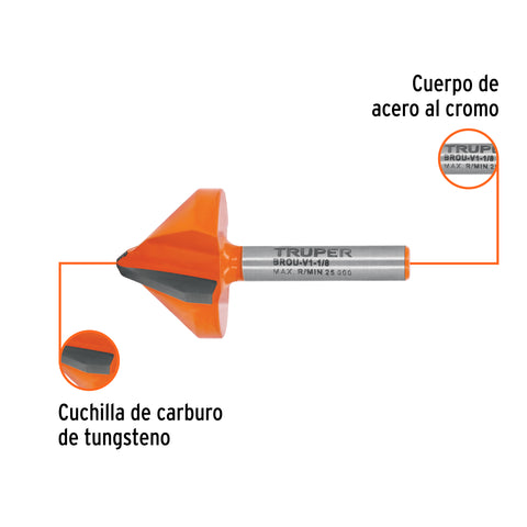 Broca para router, corte en 'V', 1-1/8', Truper | BROU-V1-1/8 | 102719