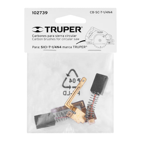 Bolsa con 2 carbones de repuesto para SICI-7-1/4N4, TRUPER | CB-SC-7-1/4N4 | 102739