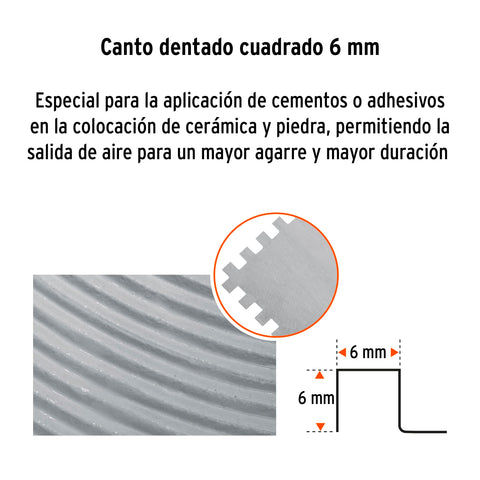 Llana 11' dentado cuadrado 1/4', 10 remaches, mgo comfort | LLG-11C | 102778