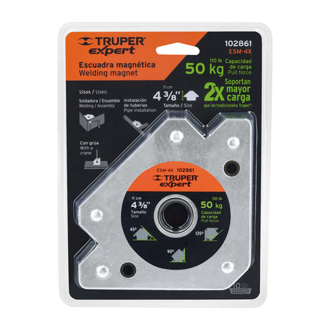 Escuadra magnética p/soldar, 4-3/8', capacidad 50 kg, EXPERT | ESM-4X | 102861