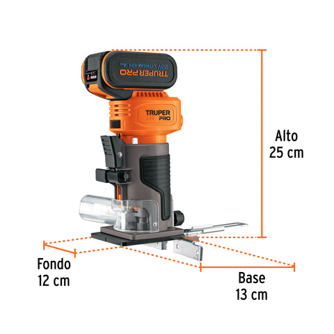 Router (Rebajadora) 1/4', 1 batería 4 Ah, TRUPER PRO | ROUI-20A | 102865