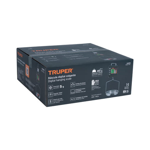 Báscula electrónica colgante, recargable, c/charola, 40 kg | BASE-40C | 102898
