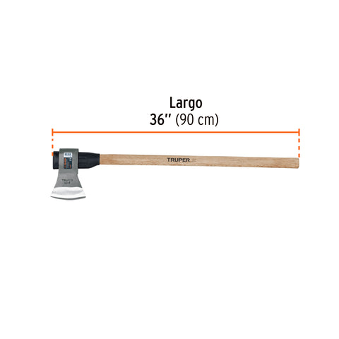 Hacha labor entera 3 lb, mango de madera 36', TRUPER | LE-3MM | 102969