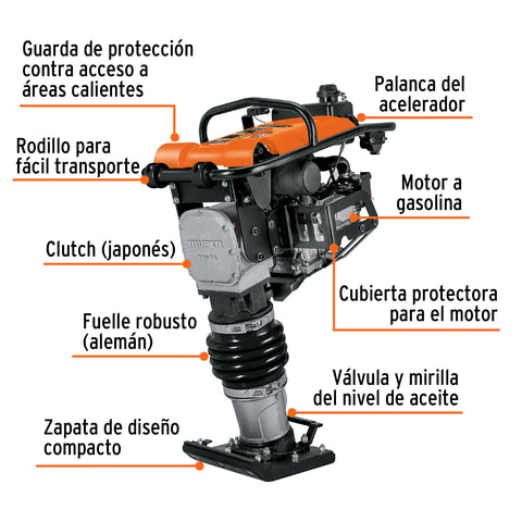 Bailarina compactadora 5.5 HP, motor Honda GX160, Truper | BAI-55 | 102971
