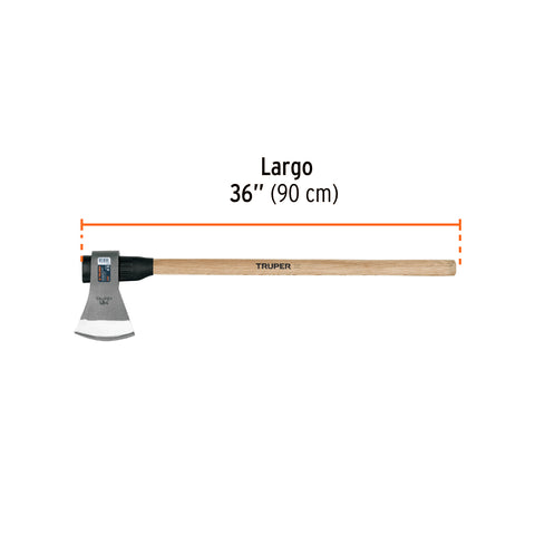 Hacha labor entera 4 lb, mango de madera 36', TRUPER | LE-4MM | 102981