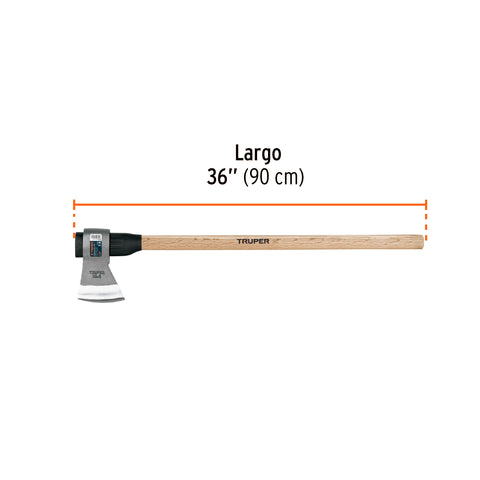 Hacha media labor 3 lb, mango de madera 36', TRUPER | ML-3MM | 102982