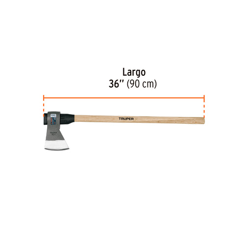 Hacha media labor 4 lb, mango de madera 36', TRUPER | ML-4MM | 102984