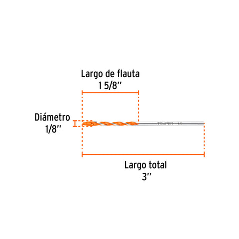 Broca multimaterial 1/8 x 3', Truper | BMC-1/8X3 | 103017