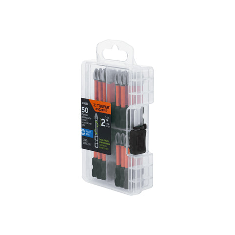 Estuche con 50 puntas de cruz PH2 de impacto largo 2' | PUDE-1202-50I | 103025