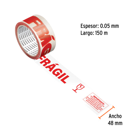 Cinta de empaque 48 mm x 150 m 'Frágil', Truper | CFR-150 | 103041