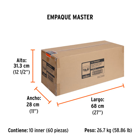 Cinta de empaque 48 mm x 150 m 'Frágil', Truper | CFR-150 | 103041