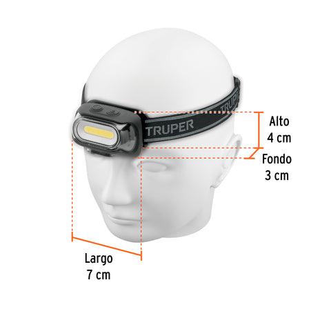 Linterna de minero LED 460 lm con sensor, recargable, TRUPER | LI-CA-460R | 103086