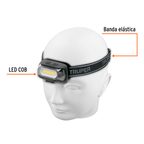 Linterna de minero LED 460 lm con sensor, recargable, TRUPER | LI-CA-460R | 103086