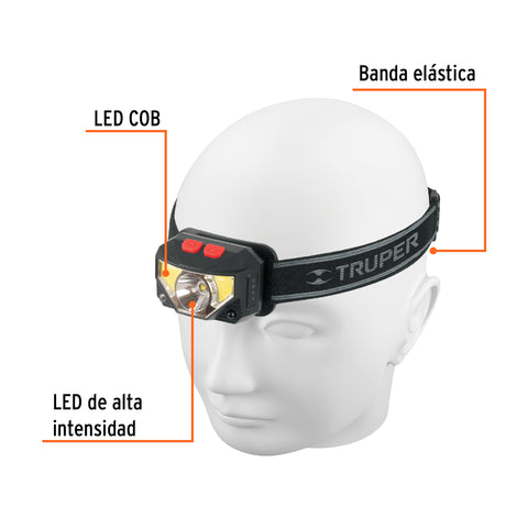 Linterna de minero LED 270 lm con sensor recargable, TRUPER | LI-CA-270R | 103087