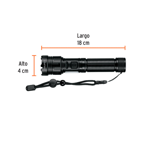 Linterna LED recargable c/luz de emergencia, 410 lm, Truper | LINAR-410 | 103088