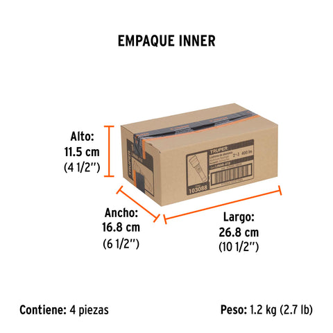 Linterna LED recargable c/luz de emergencia, 410 lm, Truper | LINAR-410 | 103088