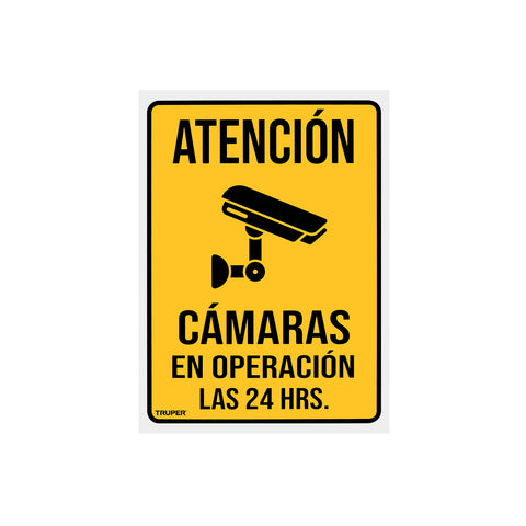 Letrero de señalización 'CÁMARAS EN OPERACIÓN', 25 x 34 cm | LIN-13 | 103092