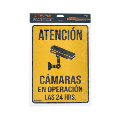Letrero de señalización 'CÁMARAS EN OPERACIÓN', 25 x 34 cm | LIN-13 | 103092