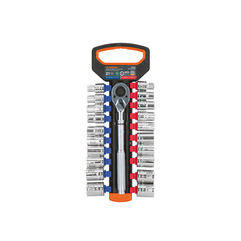 Juego de dados mm y std con matraca, cuadro 1/2', Truper | JD-1/2X21MP | 103110