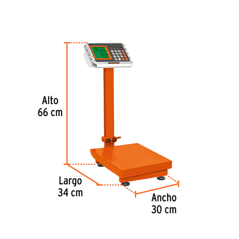 Báscula electrónica de plataforma p/mostrador, 80 kg, Truper | BAS-80PLA | 103112