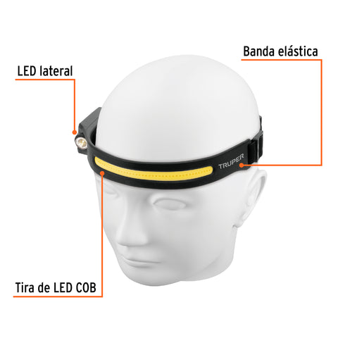 Linterna de minero LED 350 lm con sensor, recargable, TRUPER | LI-CA-125R | 103117