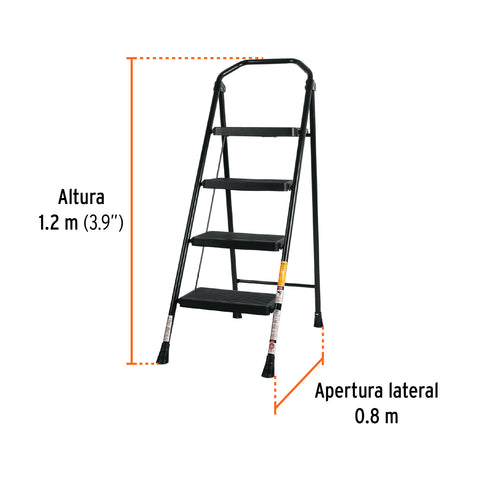 Escalera tubular, plegable, 4 peldaños, Truper | ESTU-4 | 103144