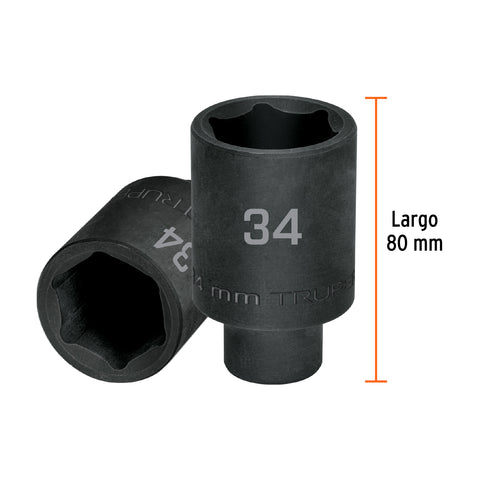 Dado largo impacto de 34 mm, 6 puntas, cuadro 1/2', Truper | D-7334-ML | 103193