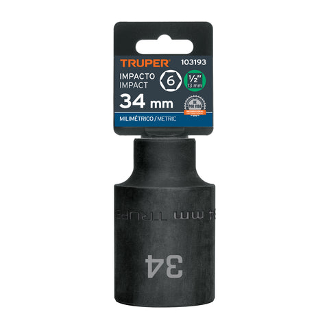 Dado largo impacto de 34 mm, 6 puntas, cuadro 1/2', Truper | D-7334-ML | 103193