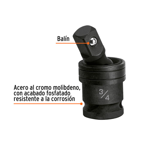Nudo universal para dados de impacto cuadro 3/4', Truper | NI-5670 | 103197