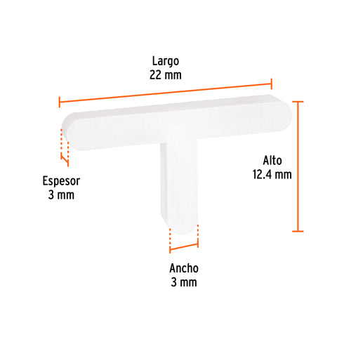 Bolsa con 150 separadores 'T' de 3 mm de losetas, TRUPER | SELO-30T | 103203