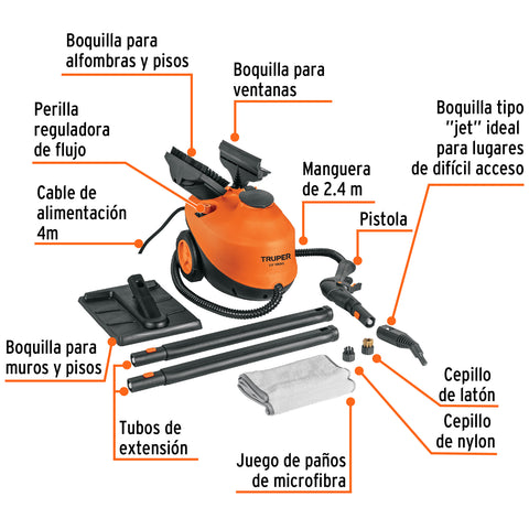 Limpiador a vapor, 1800W, Truper | LV-1800 | 103206