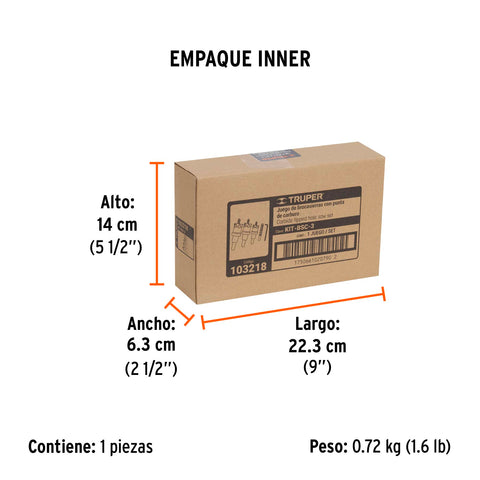 Juego de 3 brocasierras de carburo de tungsteno, Truper | KIT-BSC-3 | 103218