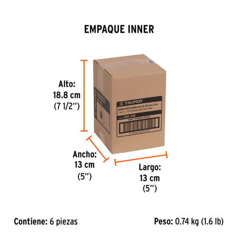 Cinta nano doble cara reutilizable, transparente 3 m x 30 mm | CDR-330 | 103222