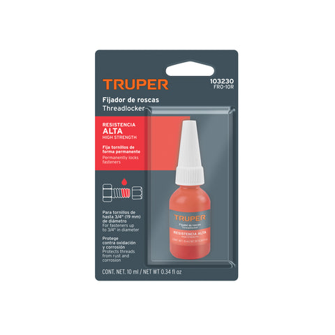 Fijador de roscas, permanente, 10 ml, rojo, TRUPER | FRO-10R | 103230