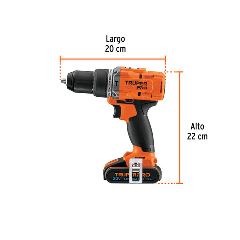 Rotomartillo 1/2', 20V, 2 baterías 2Ah, TRUPER PRO | ROTI-20A3 | 103246